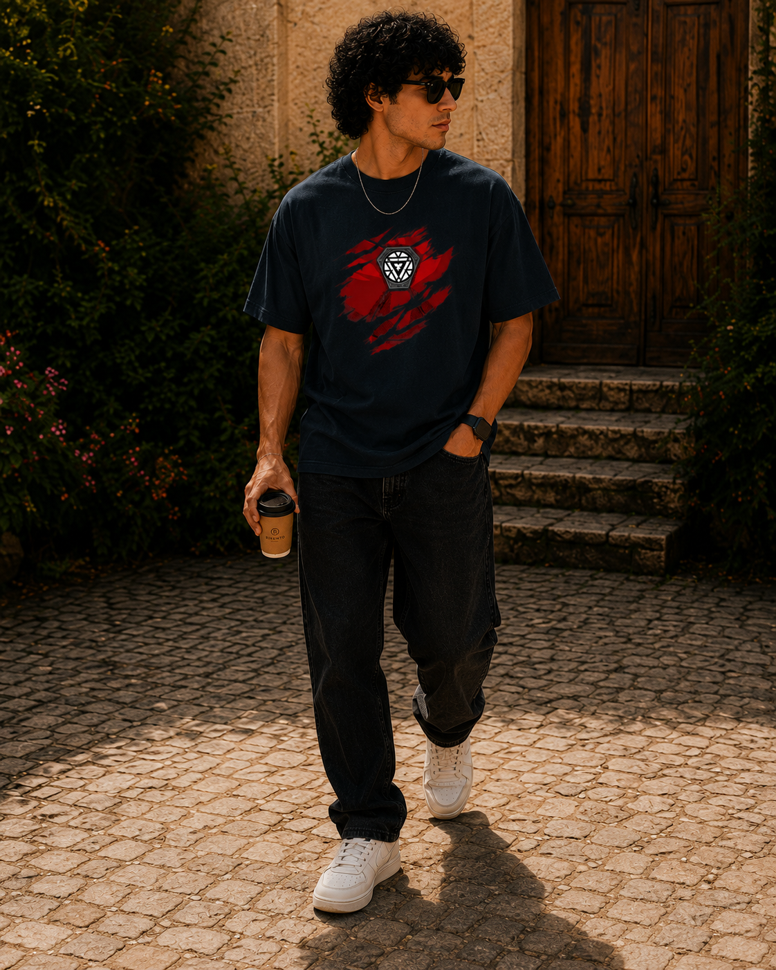 Power Core Oversized Graphic T-Shirt for Men