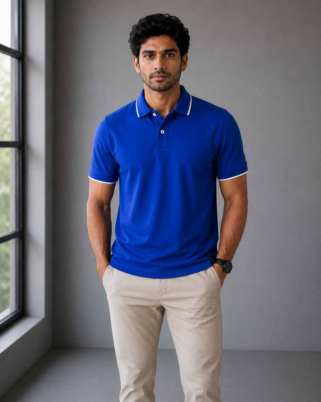 Elite Men Classic Fit Royal Blue Polo T-Shirt