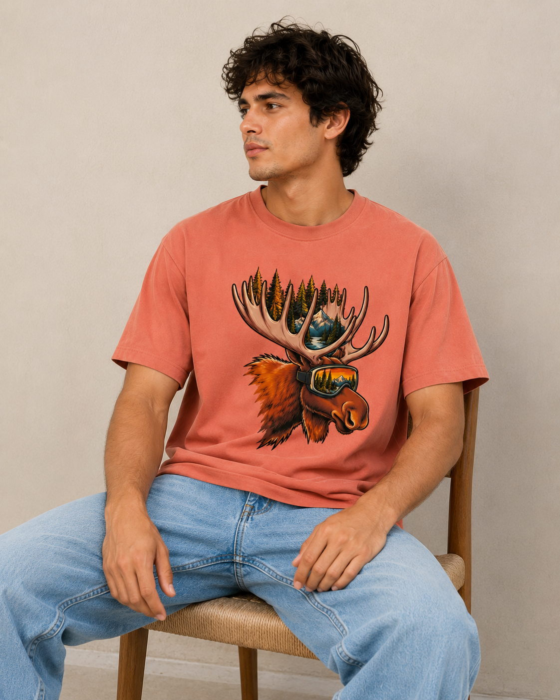 Adventure Moose Wilderness Graphic Men Classic Fit T-Shirt