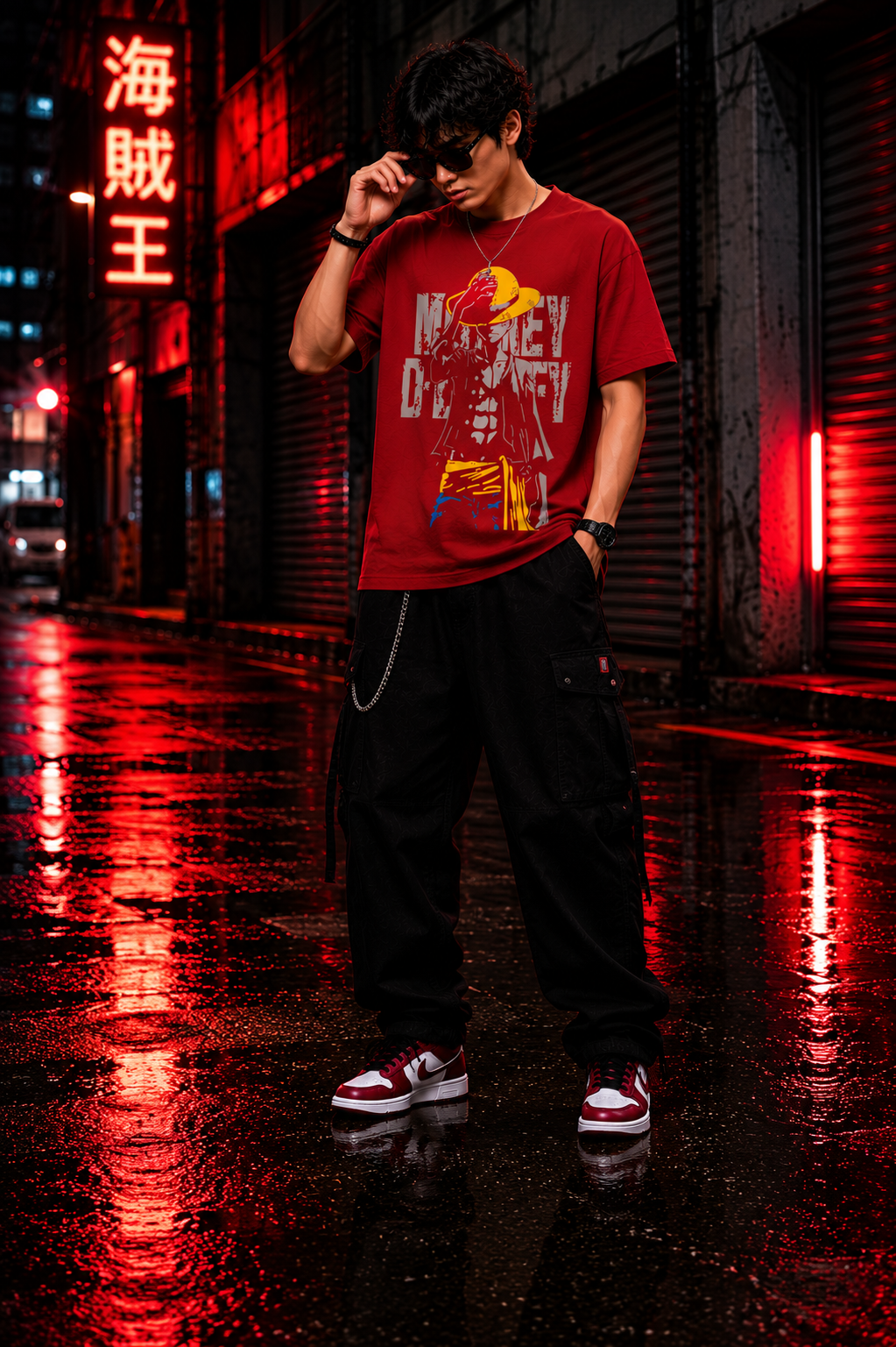 Luffy Anime Streetwear Graphic Oversized  T-Shirt for Men
