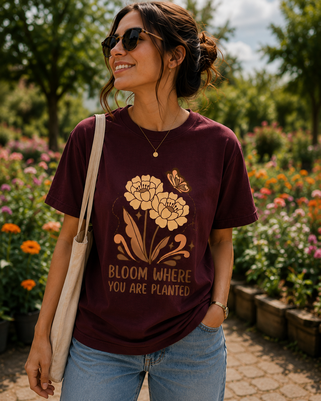 Women Bloom Where You Are Planted Graphic T-Shirt