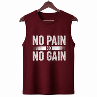 No Pain No Gain Maroon Men's Graphic Tank Top
