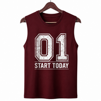01 Start Today Maroon Men's Graphic Tank Top