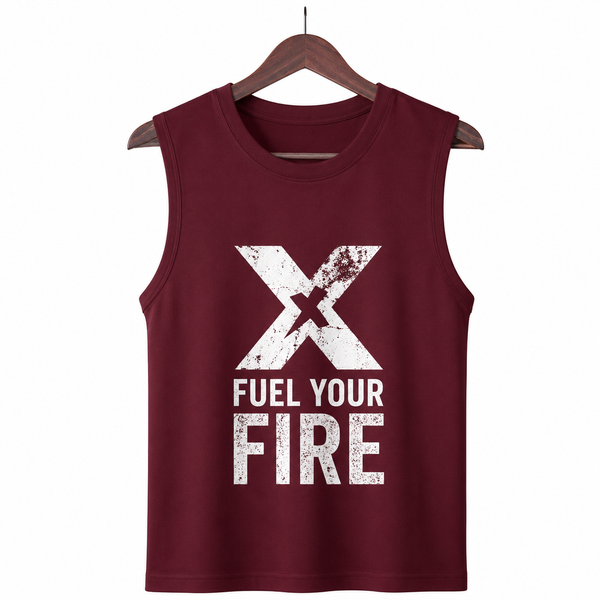 Fuel Your Fire Maroon Men's Graphic Tank Top