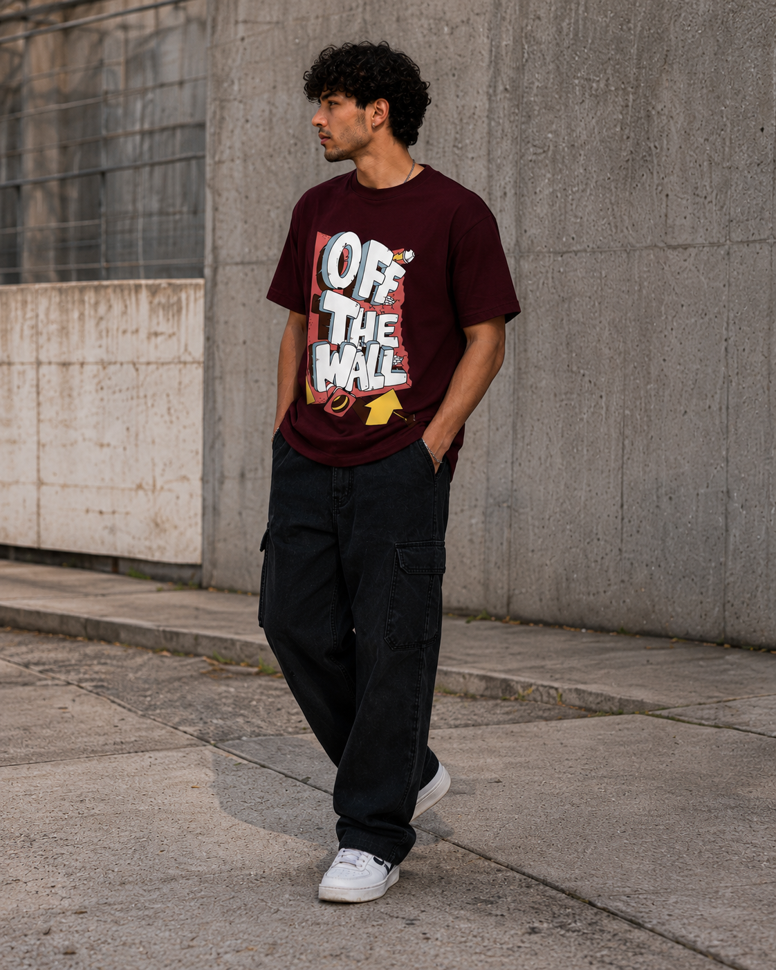 Off The Wall Men Classic Fit Streetwear Graphic T-Shirt
