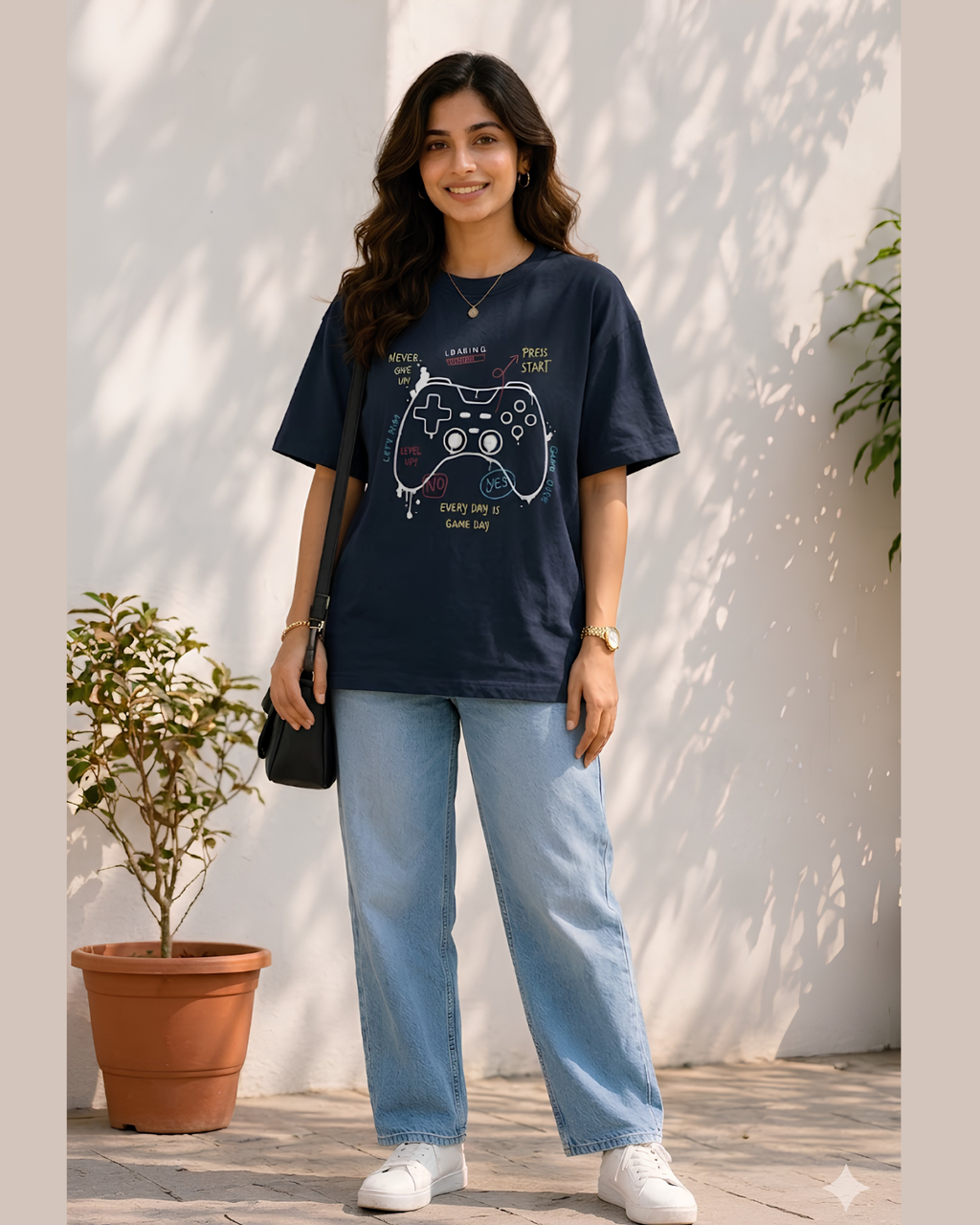 Women Born To Play Oversized T-Shirt