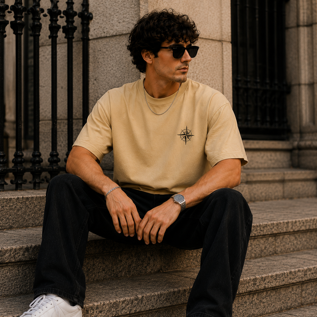 Find Your Horizon Oversized Graphic T-Shirt for Men