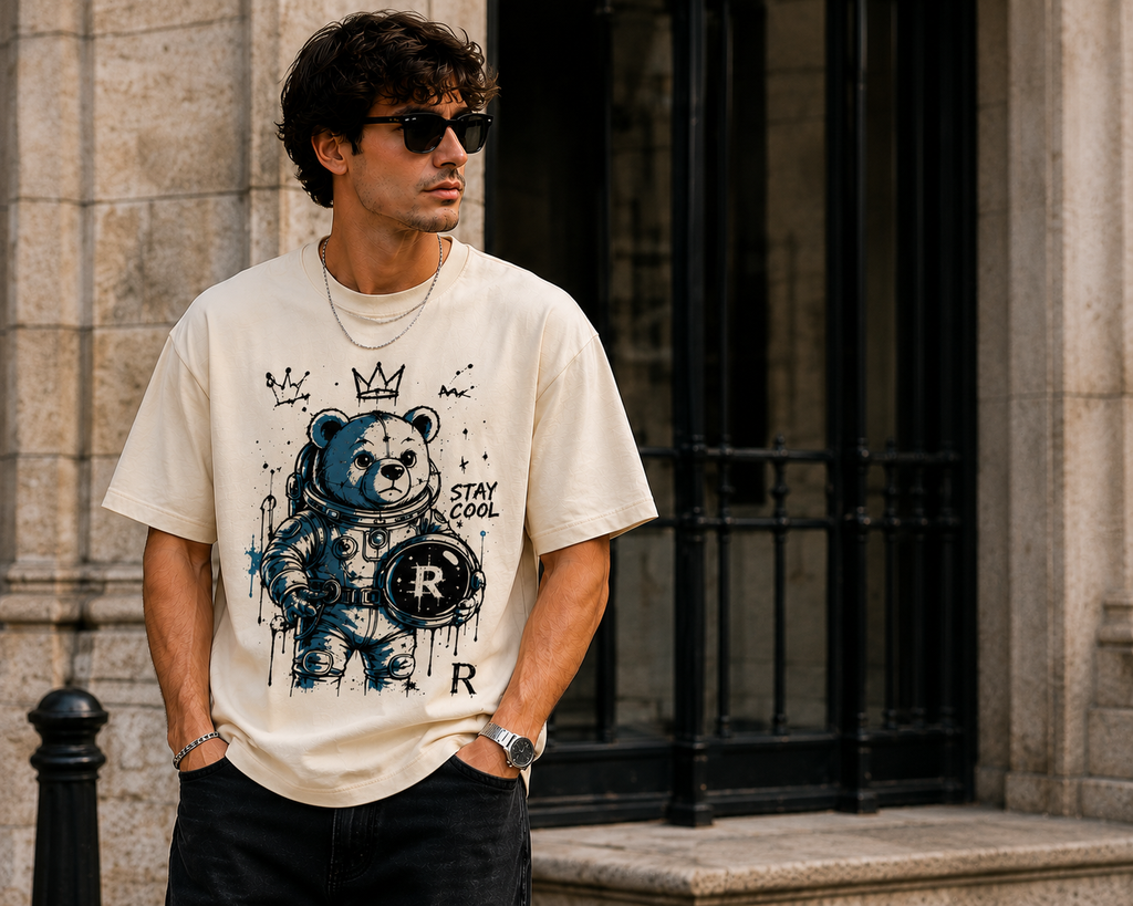 Cosmic Cub Oversized Graphic T-Shirt for Men