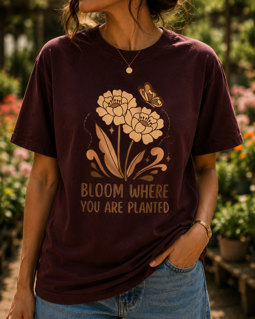 Women Bloom Where You Are Planted Graphic T-Shirt