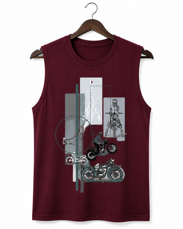 Freedom Ride Motorcycle Print Maroon Tank Top