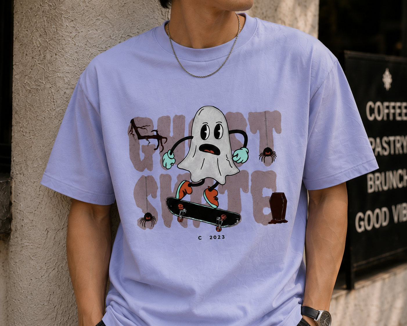 Ghost Grind Oversized Graphic T-Shirt for Men