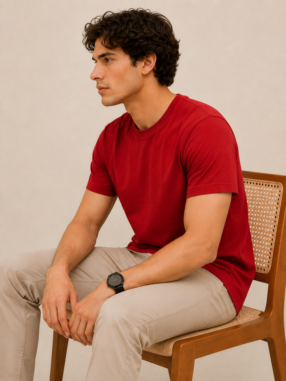 Softcore Men's Premium Red Classic Fit Solid T-Shirt
