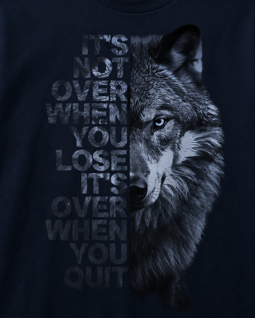 Never Give Up Wolf Graphic Oversized T-Shirt for Men