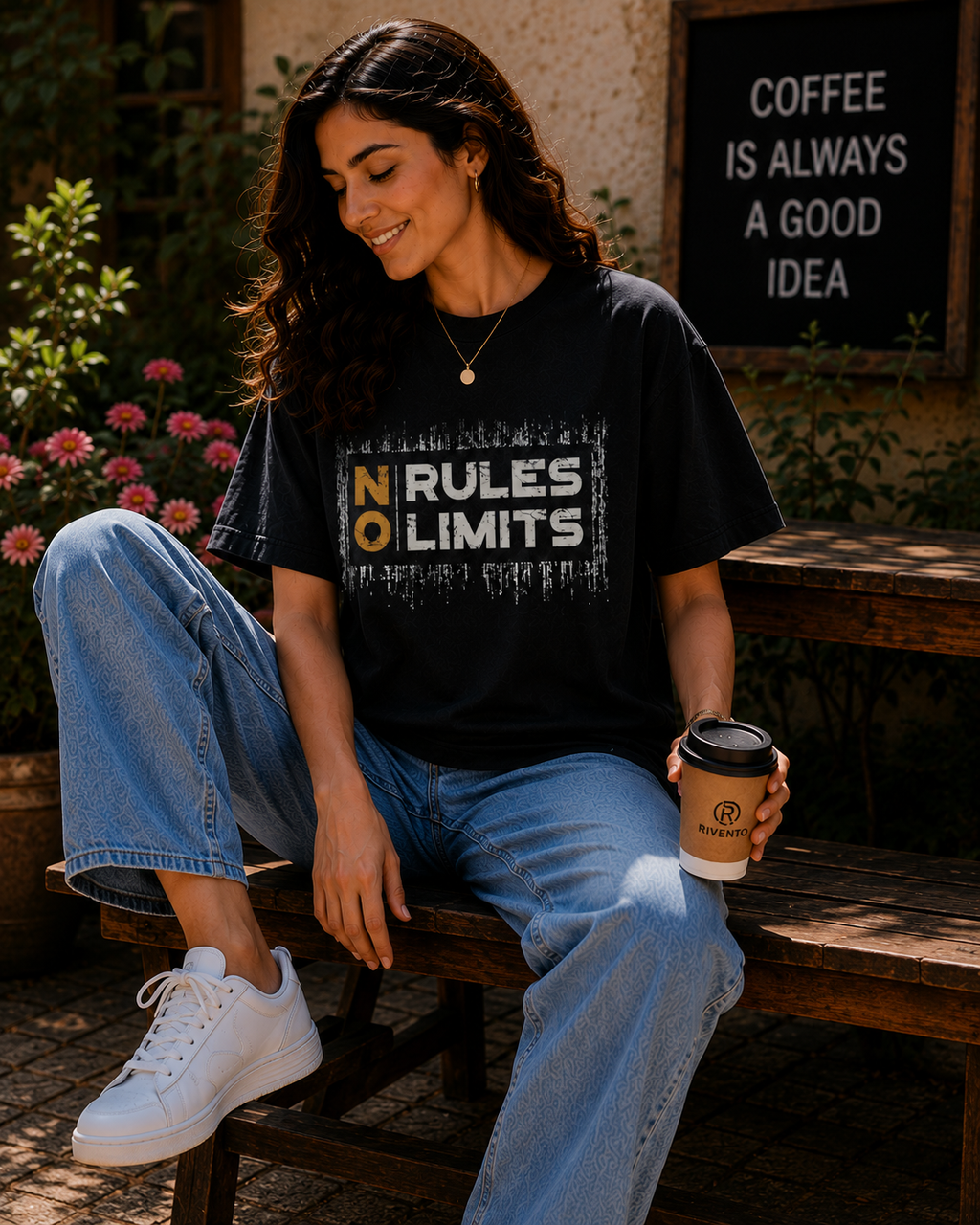 Women No Rules No Limits Graphic Oversized T-Shirt