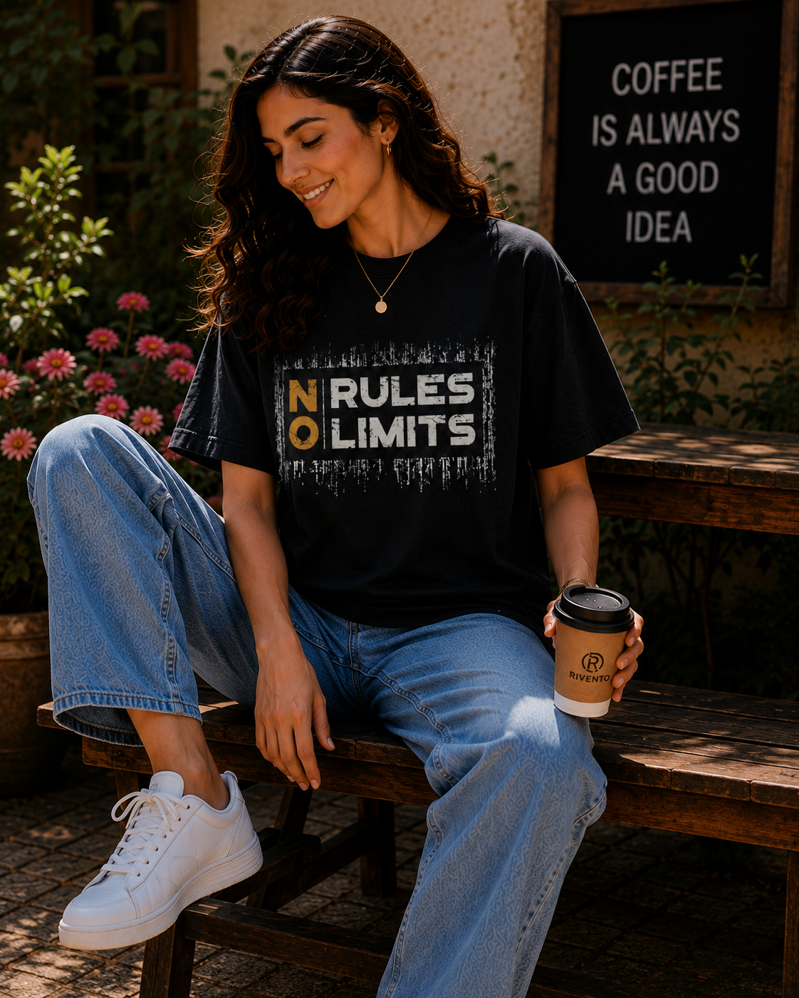 Women No Rules No Limits Graphic Oversized T-Shirt