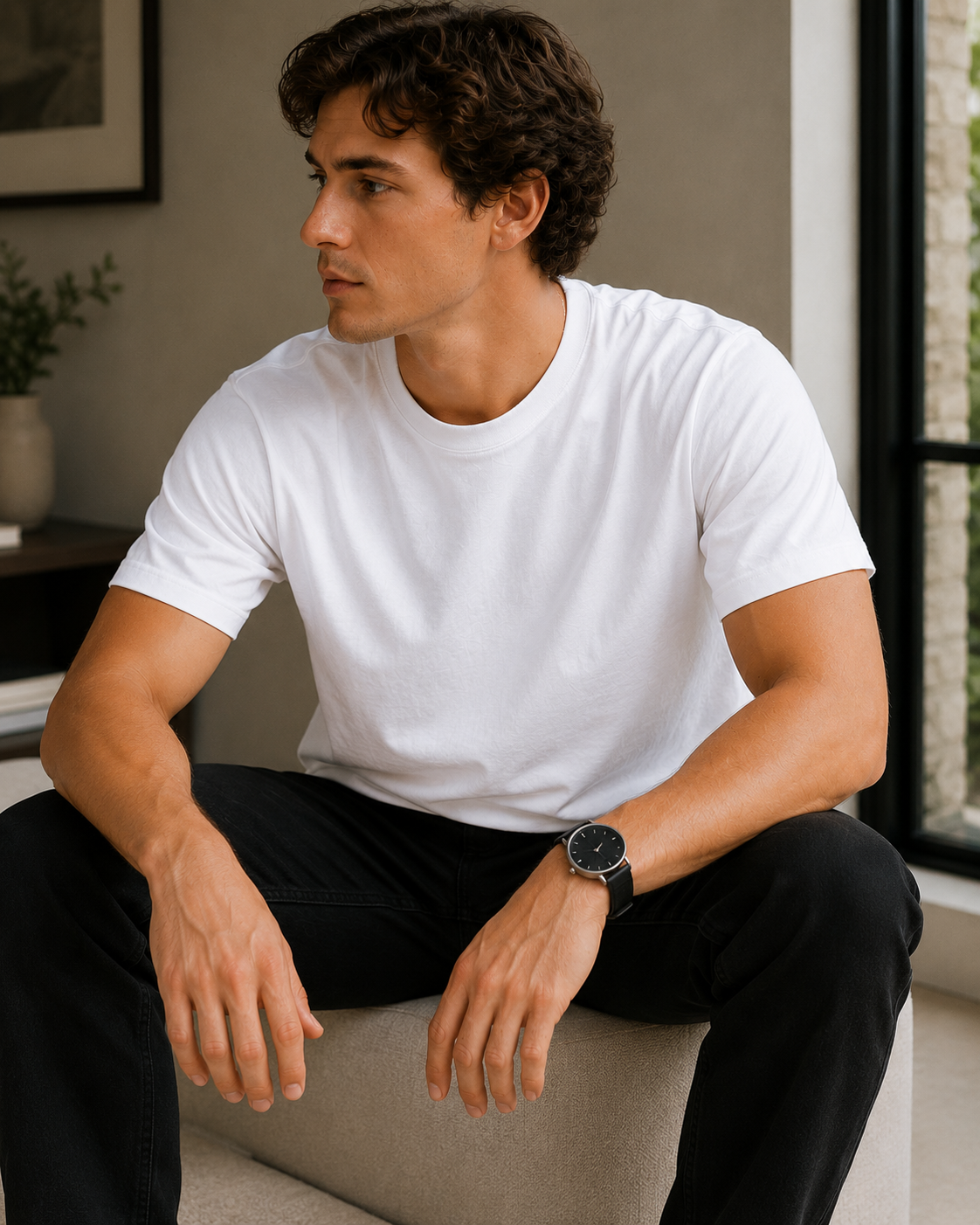EarthPure Premium White Organic Cotton Classic Fit Solid T-Shirt
