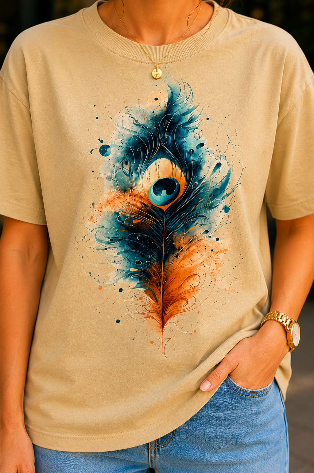 Women Peacock Majesty Oversized T-Shirt