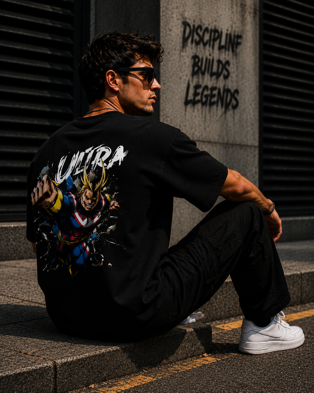 Ultra Hero Anime Back Print Oversized T-Shirt for Men