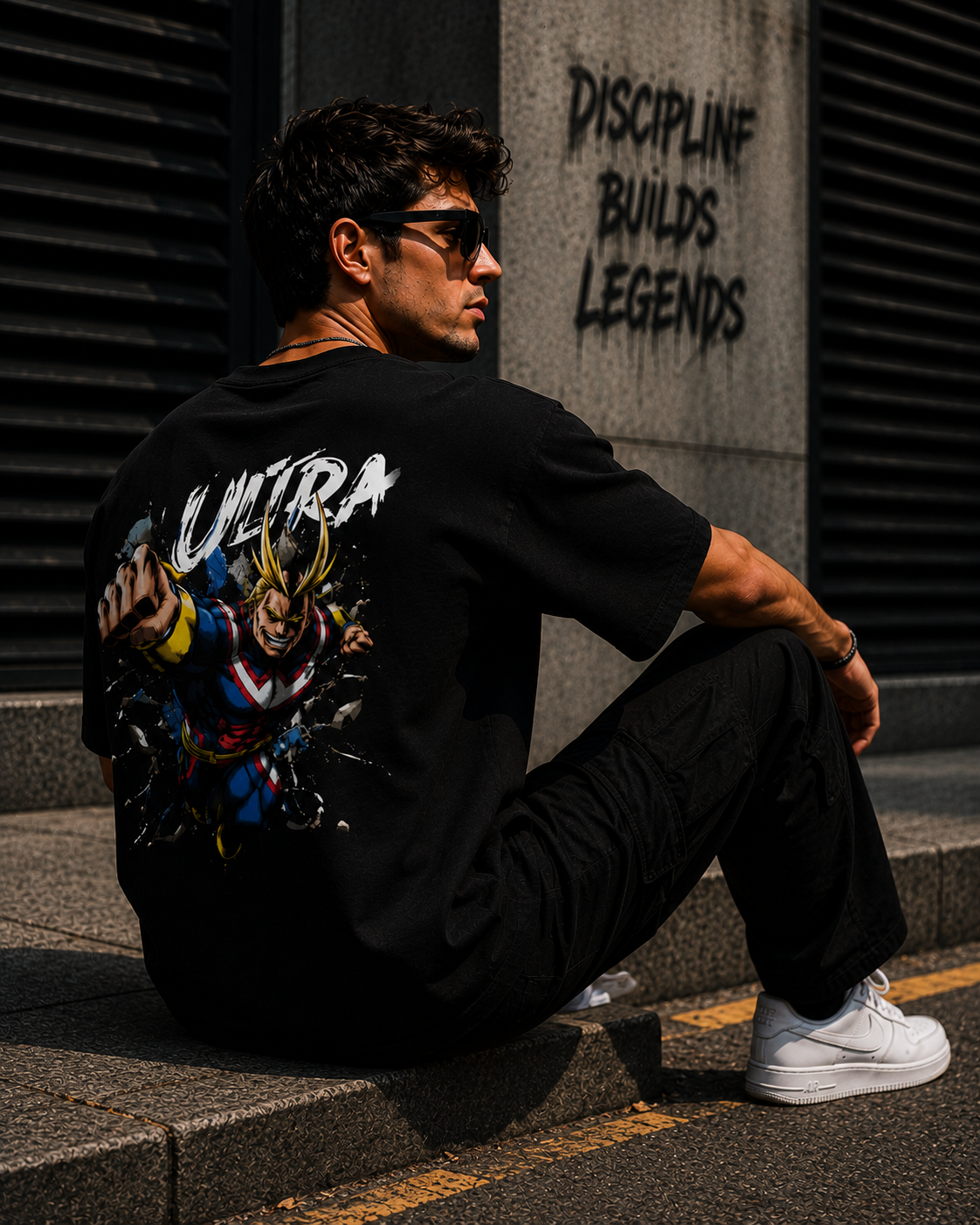 Ultra Hero Anime Back Print Oversized T-Shirt for Men