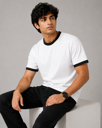 Plain White Men's Classic Fit Ringer T-Shirt