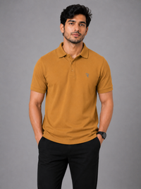 Signature Men Classic Fit Mustard Yellow Polo T-Shirt