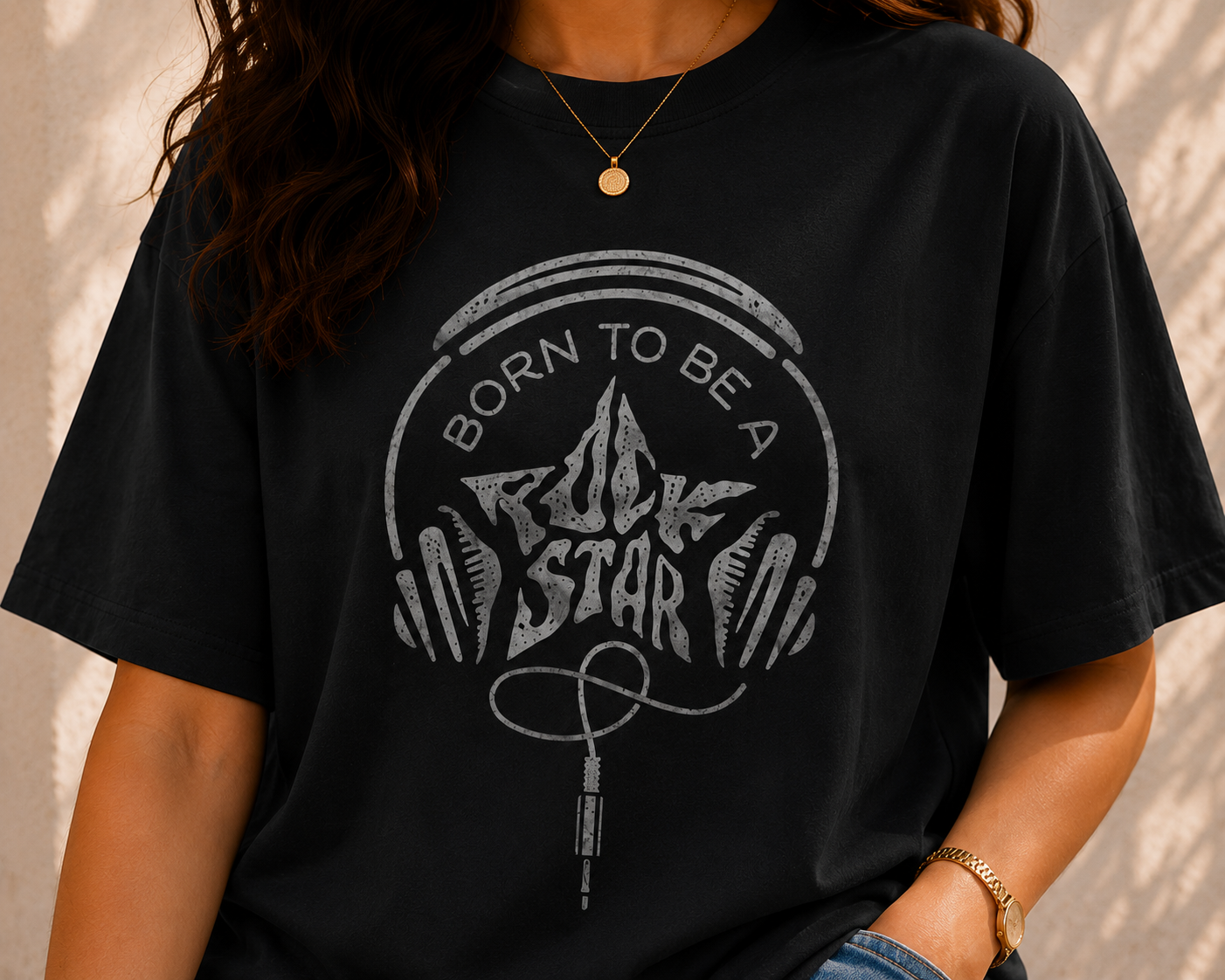 Women Rock Star Graphic Oversized T-Shirt