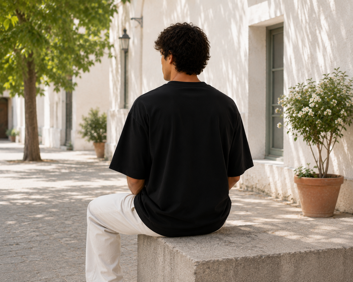 Men's Premium Black Oversized Cotton Solid T-Shirt