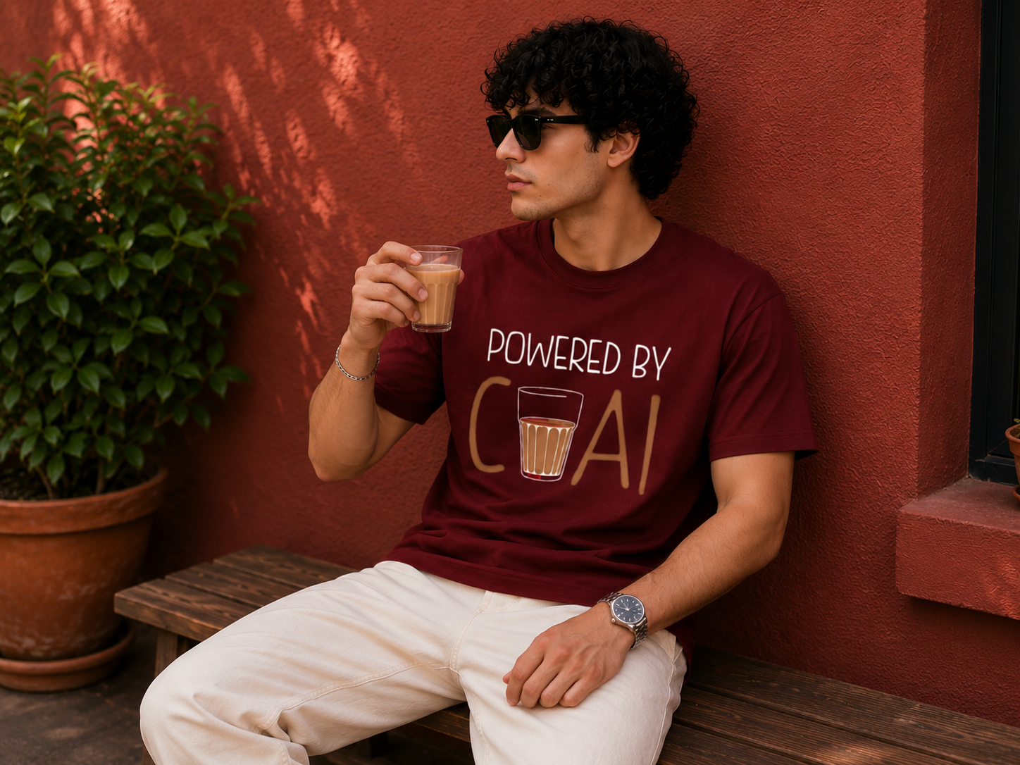 Chai Lover Typography Men Classic Fit T-Shirt