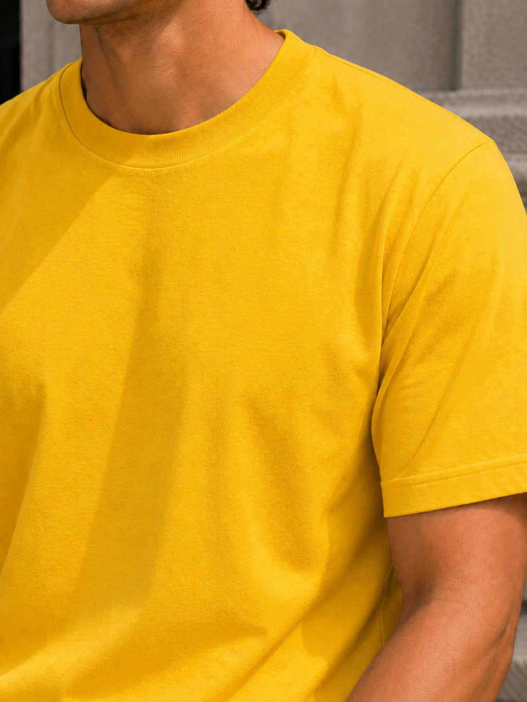 Men's Signature Classic Yellow Classic Fit Cotton Solid T-Shirt