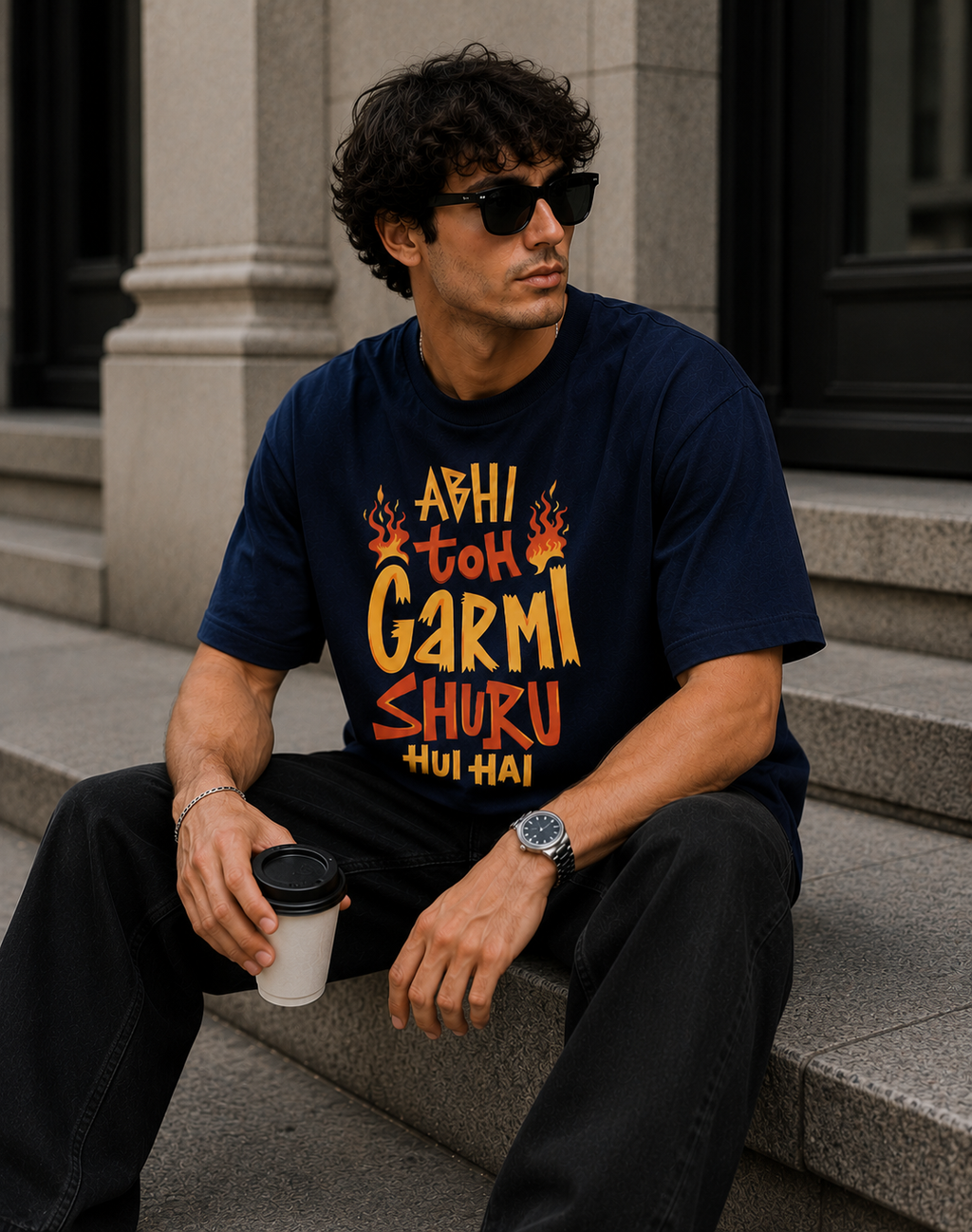 Heat Mode On Oversized Graphic T-Shirt for Men
