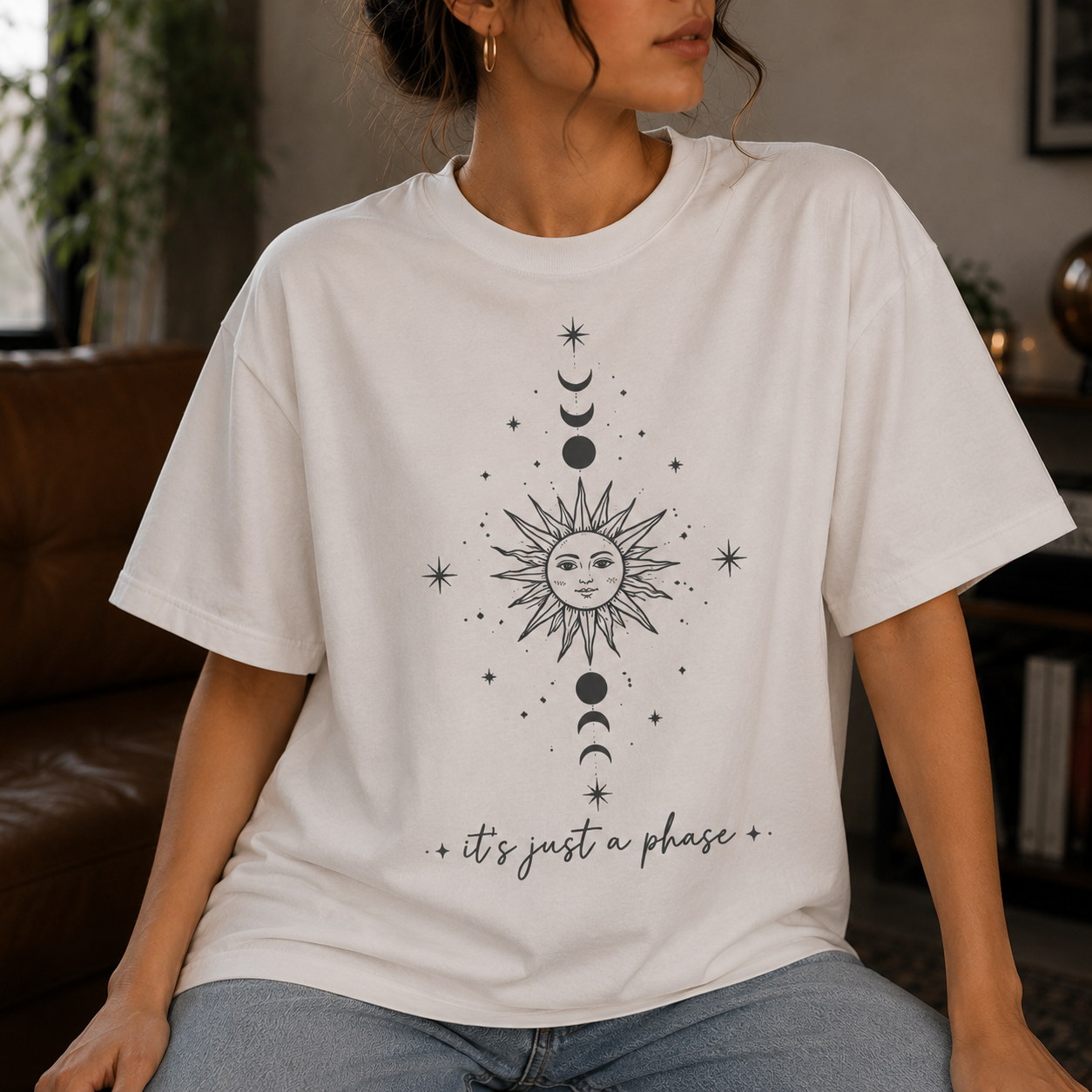 Women Celestial Sun & Moon Graphic T-Shirt