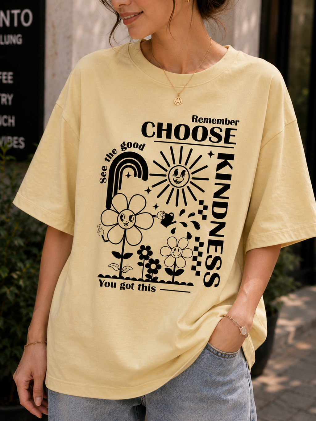 Women Choose Kindness Graphic Oversized T-Shirt