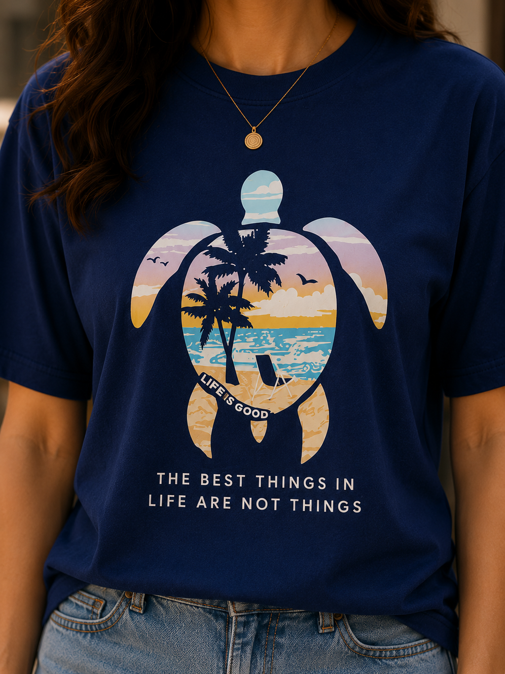 Women Coastal Turtle Paradise Oversized T-Shirt