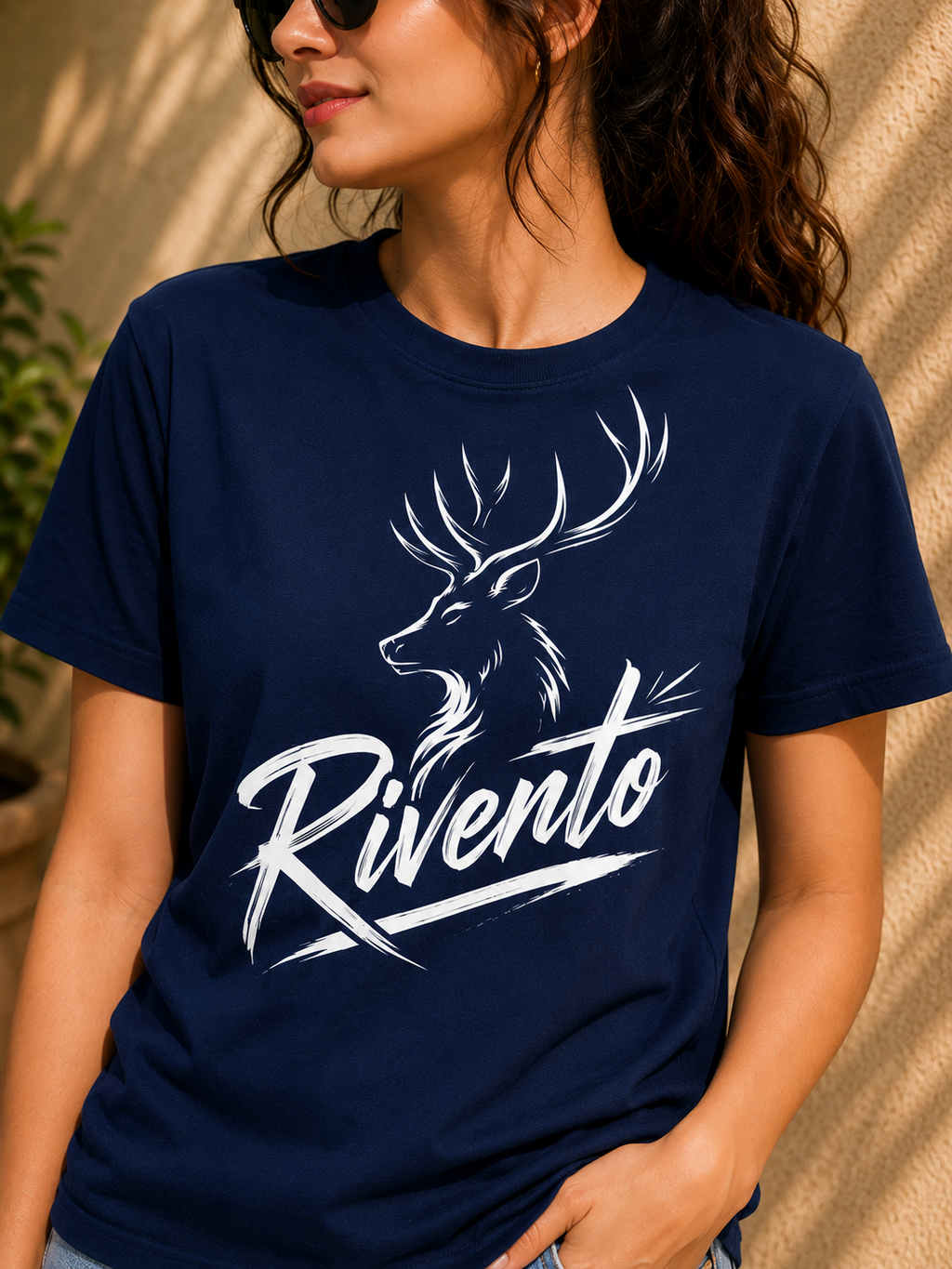 Rivento Deer Emblem Graphic Women T-Shirt