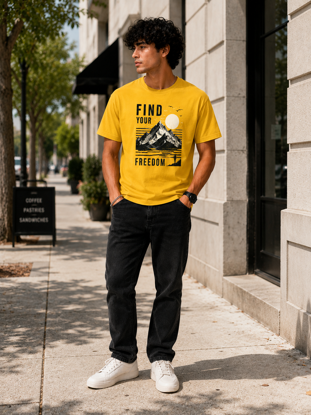 Find Your Freedom Mountain Graphic Classic Fit T-Shirt for Men