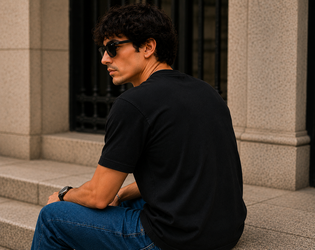 Men's Signature Classic Black Classic Fit Cotton Solid T-Shirt