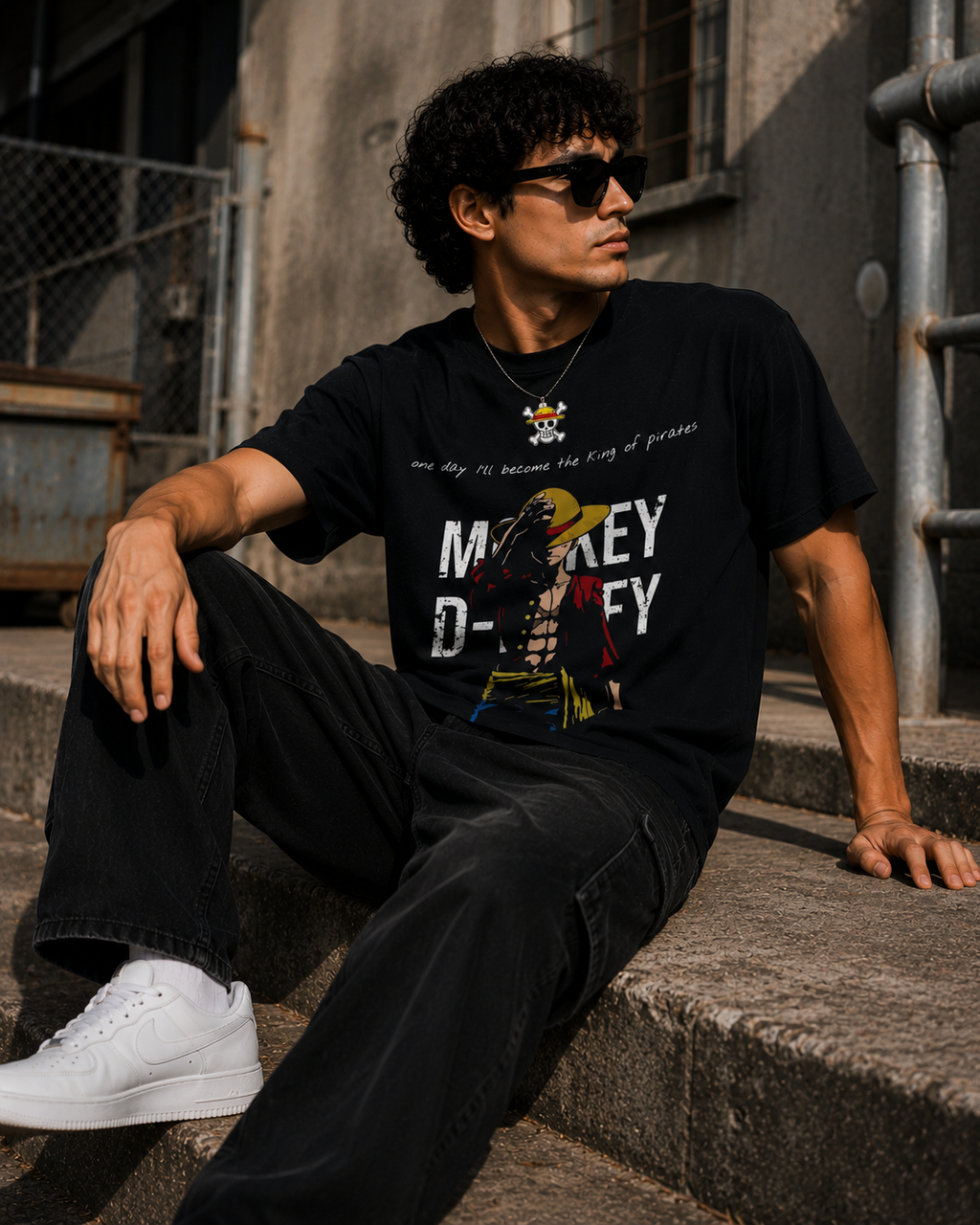 Straw Hat Compass Men Classic Fit Anime Back Print T-Shirt