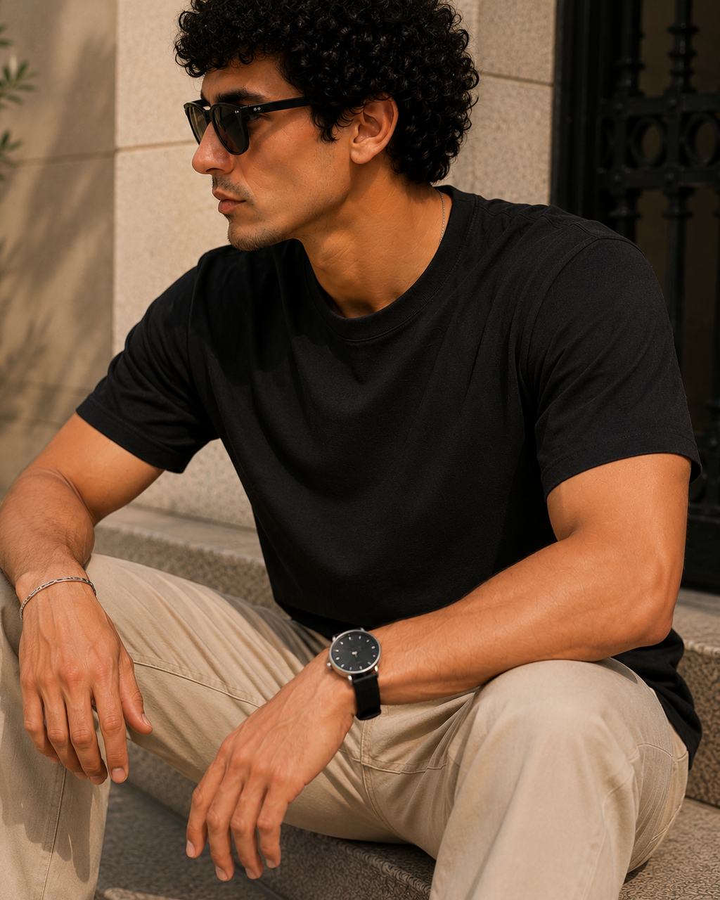 EarthPure Premium Black Organic Cotton Classic Fit Solid T-Shirt