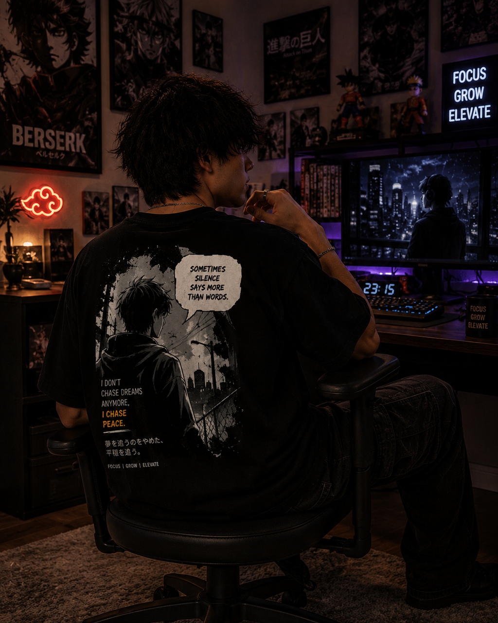 Chase Peace Oversized Graphic T-Shirt for Men