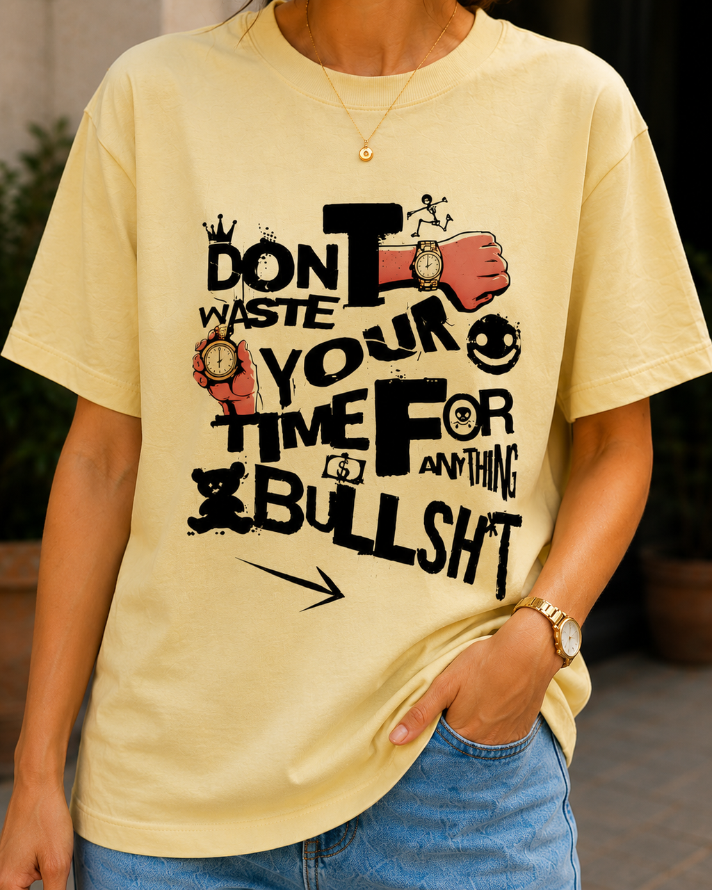 Women No Time For Nonsense Oversized Graphic T-Shirt