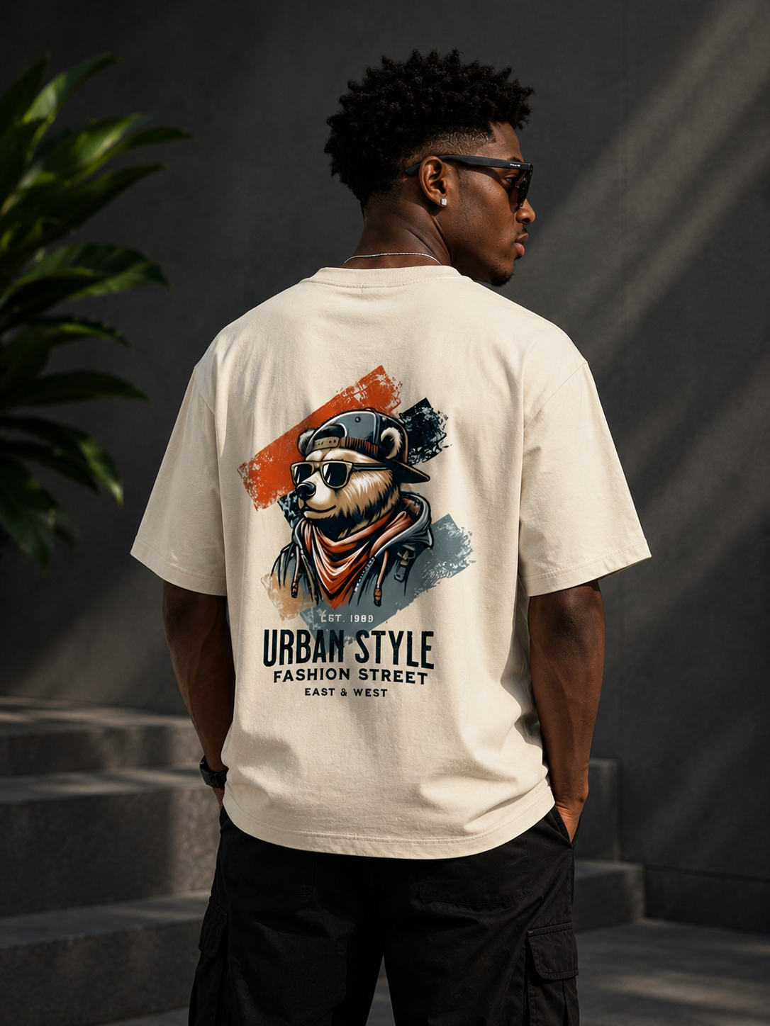 Urban Bear Streetwear Oversized T-Shirt for Men