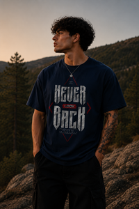 Never Look Back Men Classic Fit Motivational Graphic T-Shirt