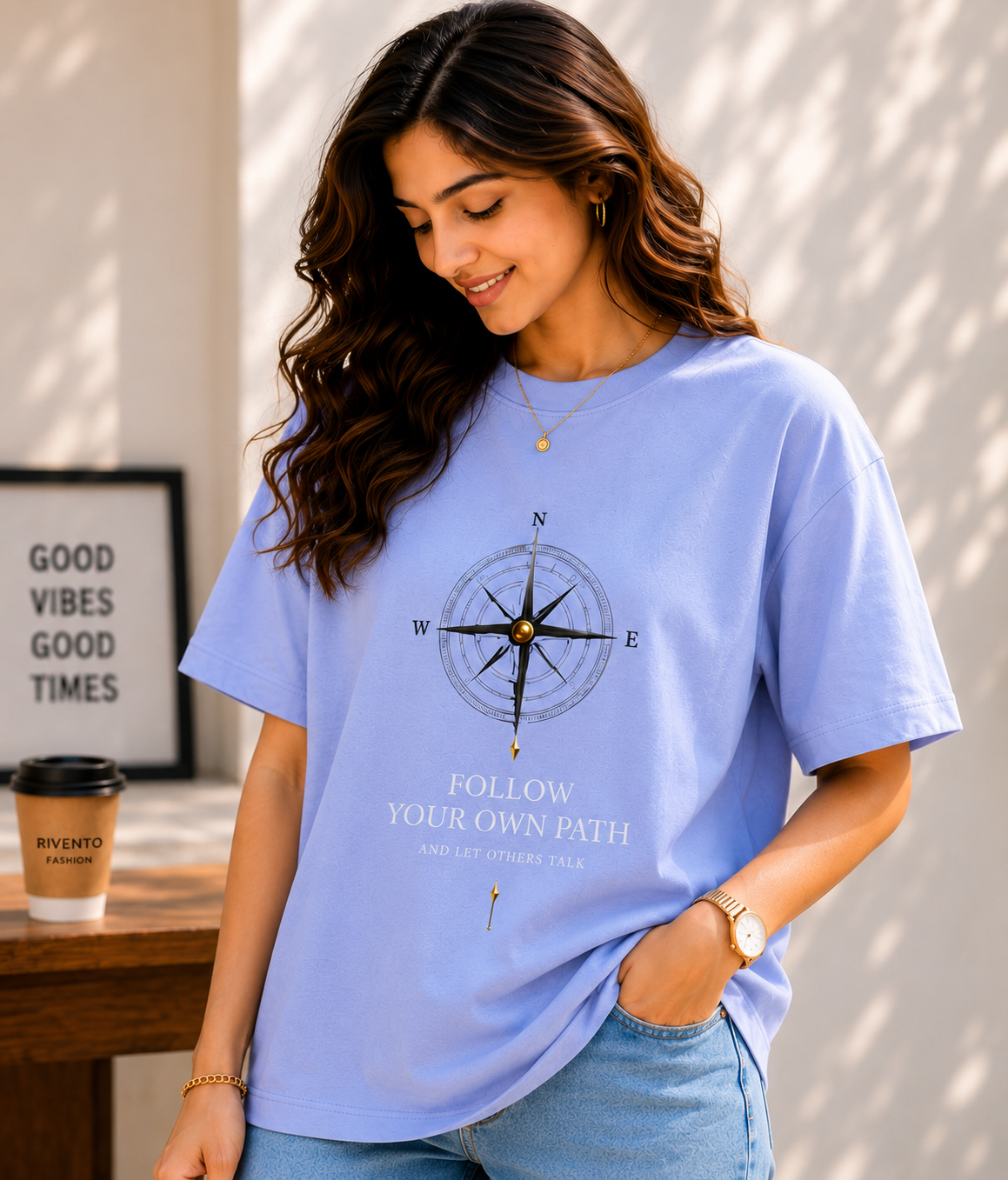 Women Choose Your Direction Oversized Graphic T-Shirt