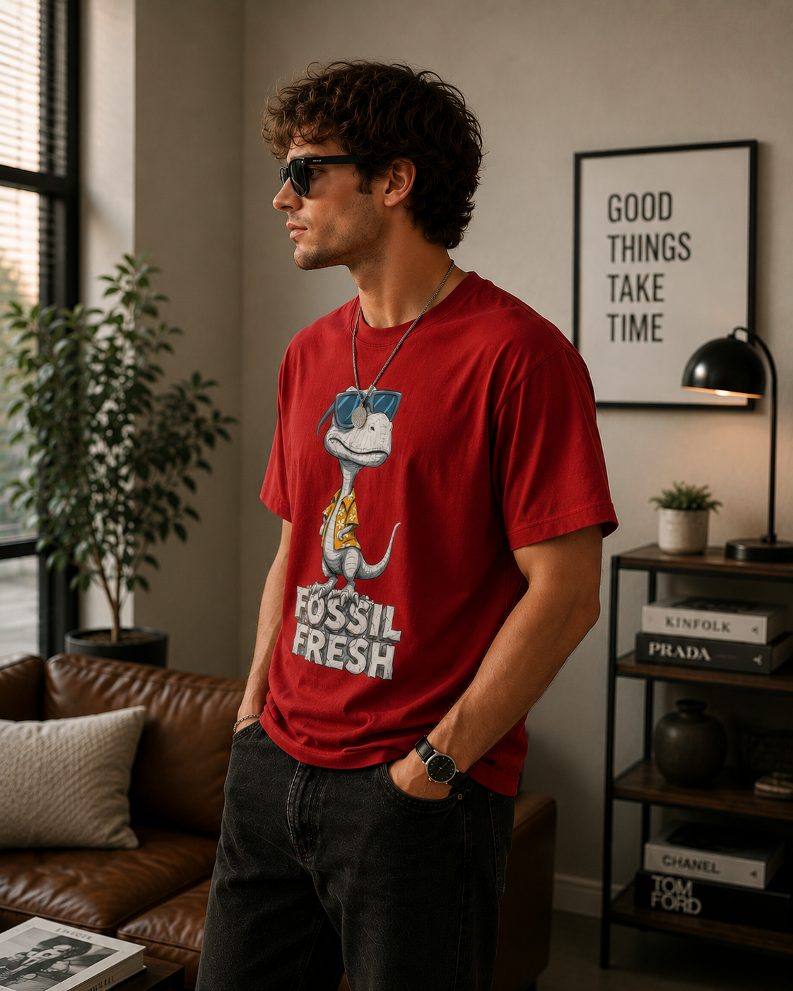 Fossil Fresh Dinosaur Graphic Men Classic Fit T-Shirt