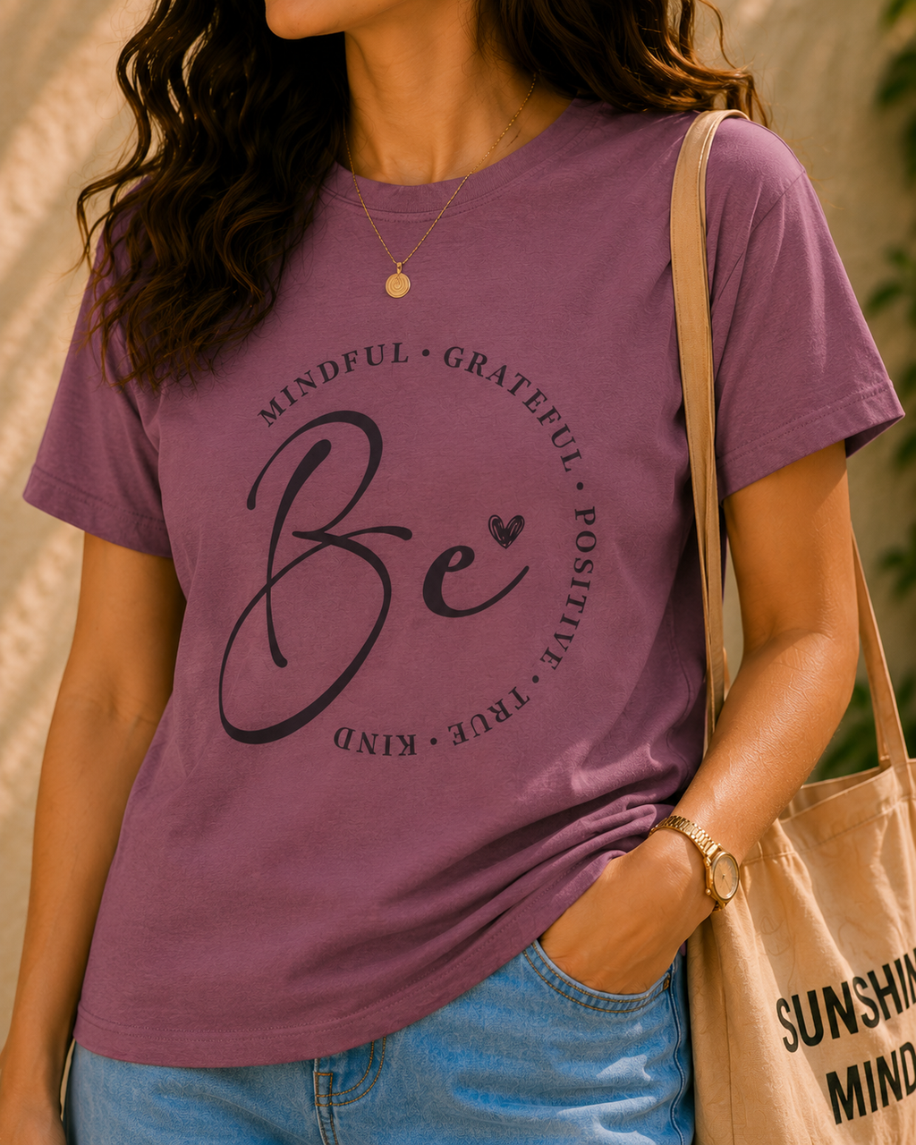 Women Be Positive Typography T-Shirt
