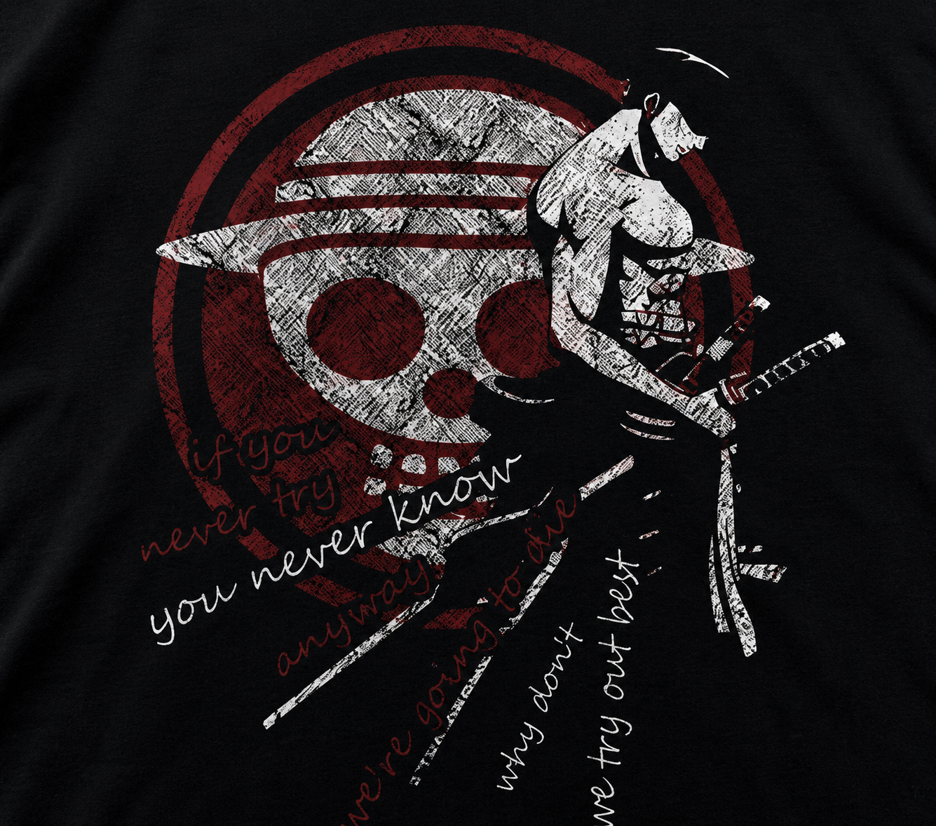 Samurai Skull Back Print Oversized T-Shirt for Men