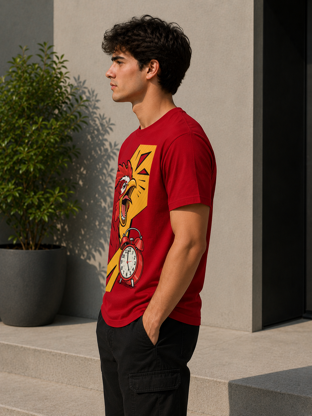 Early Bird Rooster Alarm Graphic Men Classic Fit T-Shirt