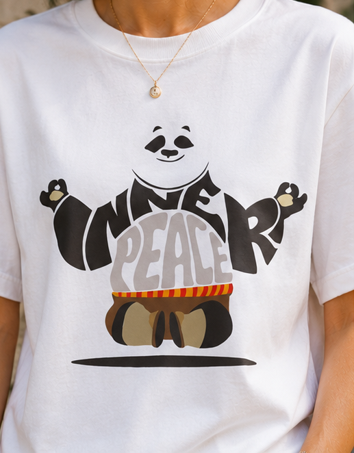 Women Inner Peace Panda Oversized Graphic T-Shirt