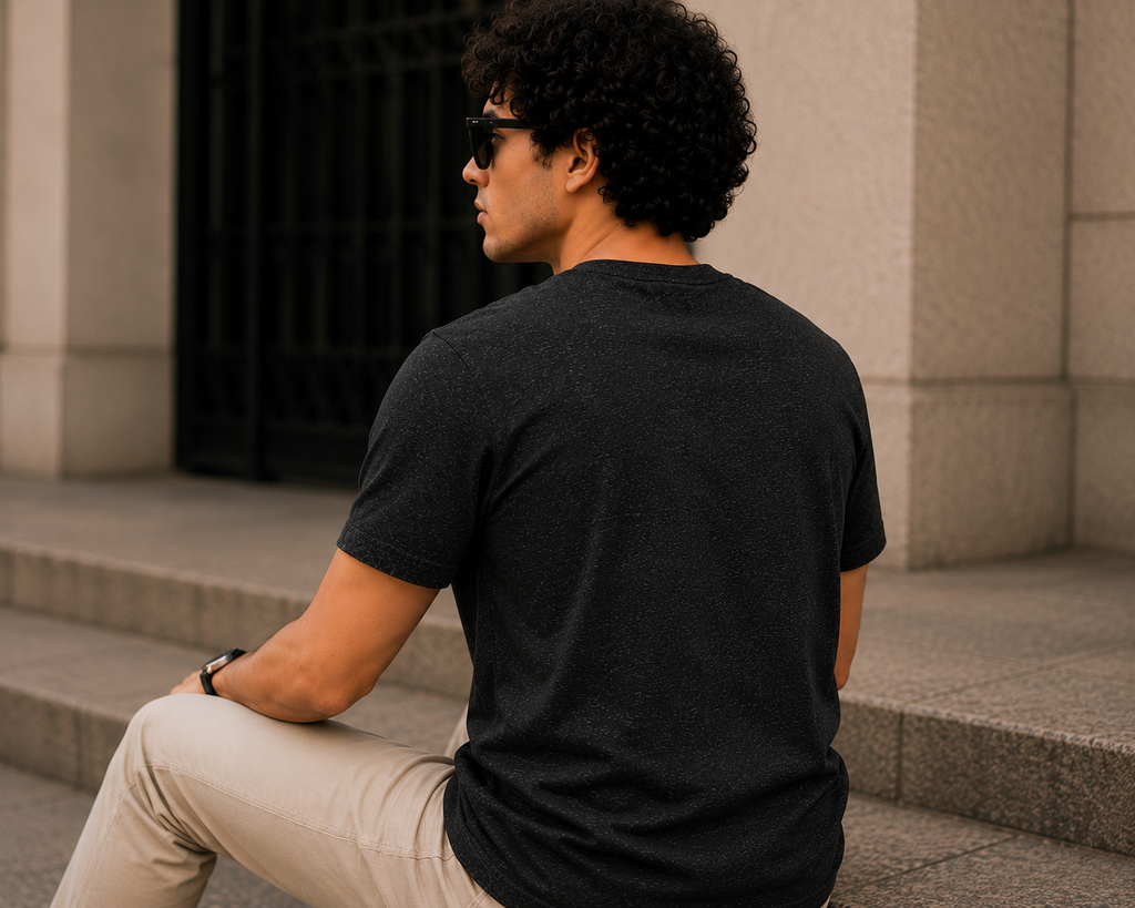 Softcore Men's Premium Black Heather Classic Fit Solid T-Shirt