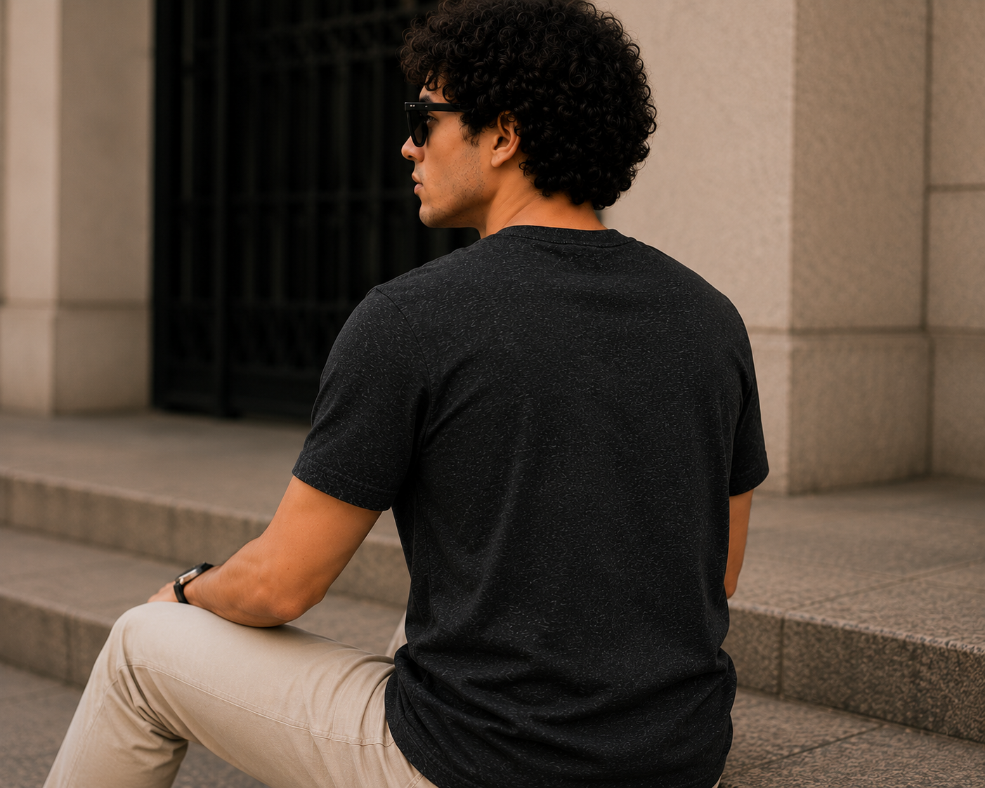 Softcore Men's Premium Black Heather Classic Fit Solid T-Shirt